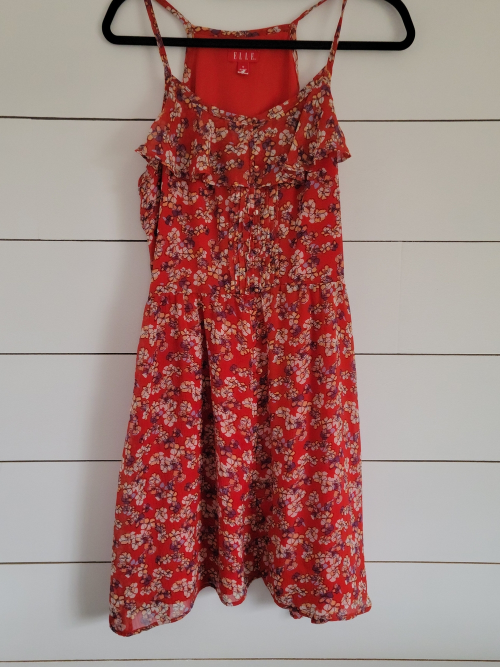 ELLE Red Floral Ruffle Sundress